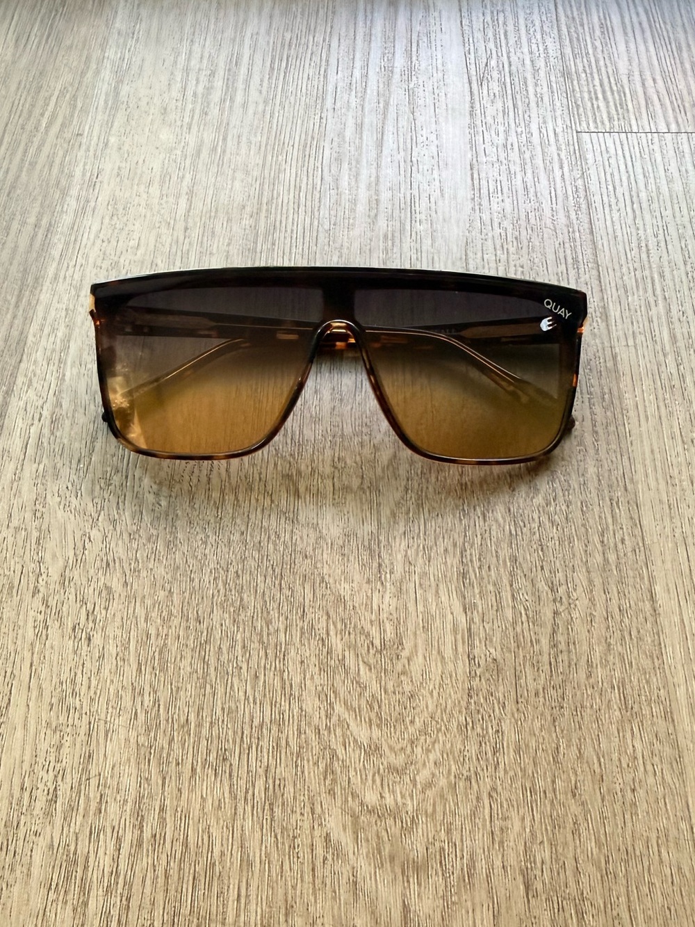quay australia nightfall tortoise black gold fade mirrored shield sunglasses NEW